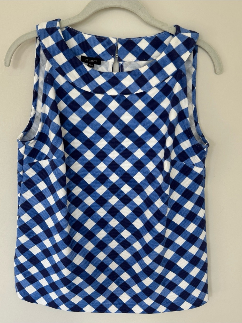 Talbots women’s checkered blue sleeveless top small